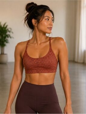 Athleta | Exhale Moonflower Jacquard Sports Bra in Rustic Orange - Size M